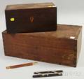 Inlaid Mahogany Veneer Document Box and an Oak Dovetailconstructed Desk Box