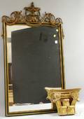 Corinthian Capitalform Carved Giltwood Wall Bracket and a Classicalstyle Painted Wood and Gesso Mirror