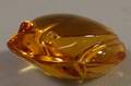 Val St Lambert Amber Art Glass Frog