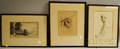 Alphonse Legros French 18371911 Three Framed Etchings