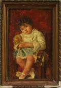 Josefina Cibils American 19th20th Century Seated Young Girl Holding a Doll