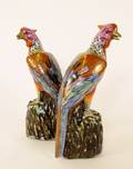 Pair of Oriental Painted Porcelain Peacocks