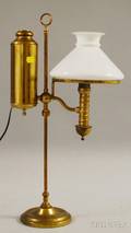 Brass Adjustable Student Lamp with Opaque Glass Shade
