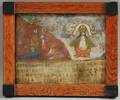 Latin American School 20th Century Retablo Depicting a Penitent and Enthroned Christ