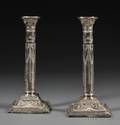 Pair of Continental Classicalstyle Weighted Silver Candlesticks