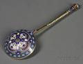 Russian Goldwashed Silver and Enamel Spoon