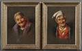 Arturo Petrocelli Italian 18561926 Pair of Portrait Heads of Peasants Grandmother