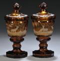 Pair of Bohemian Glass Jars and Covers