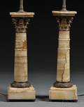 Pair of Giltbronzemounted Onyx Columnform Lamp Bases