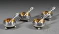 Set of Four Tiffany  Co Goldwashed Sterling Open Salts and Spoons