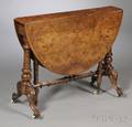William  Marystyle Burl Walnut Gateleg Table