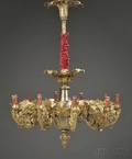 French Giltbronze Tenlight Gasolier