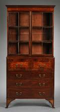 George III Mahogany and Satinwoodinlaid Bureau Bookcase