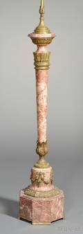Bronze and Rouge Marble Floor Lamp