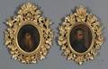 Raffaello Lucchesi Italian 19th Century Pair of Portraits in Carved and Gilded Frames