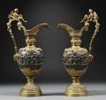 Pair of Neoclassicalstyle Bronze and Giltbronze Ewers