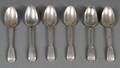 Six English Threaded Silver Serving Spoons