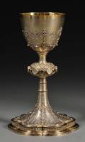 French Cabochonmounted and Gilt 800 Silver Ecclesiastical Chalice
