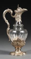 French Rococostyle 950 Silver and Crystal Ewer