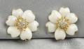 18kt Gold White Coral and Diamond Earclips