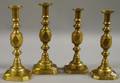 Two Pairs of English Brass Candlesticks