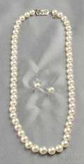 Cultured Pearl Necklace and Earstuds Mikimoto