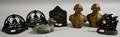 Six Assorted Mostly Cast Iron Bookends and a Bronze Duck Sprinkler