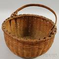 Circular Woven Splint Open Basket with Swing Handle
