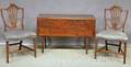 Pair of Federalstyle Upholstered Carved Mahogany Shieldback Side Chairs and a Federal Birch Dropleaf Table