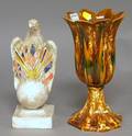 Bennington Flint Enamel Tulip Vase and a Painted Plaster Eagle Flags and Globe For Truth and Liberty Figural