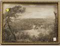 19th Century American School Charcoal on Paper River Valley View with Distant Town