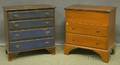Small Pine Blanket Chest over Two Drawers and a Painted Federalstyle Fourdrawer Chest