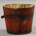 Small Redpainted Staveand Hoopconstructed Wooden Bucket