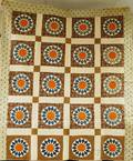 Handstitched Pieced Cotton Sunburst Quilt