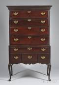 Queen Anne Tiger Maple and Cherry Flattop Highboy