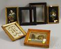 Four Small 19th Century Framed Works and Two Small Molded Wood Frames