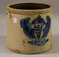 Cobalt Floraldecorated Threegallon Stoneware Crock