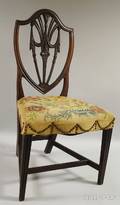 Federal Upholstered Carved Mahogany Shieldback Side Chair
