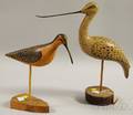 Two Modern Carved and Painted Wood Shorebird Figures
