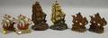 Six Painted Cast Iron Sailing Ship Doorstops and Bookends