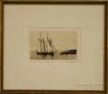 William Formby Halsall American 18411919 Etching Schooners Becalmed