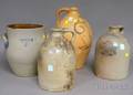 Three Somerset Stoneware Jugs and a Crock