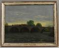 19th Century American School Oil on Canvas View of a Stone Bridge