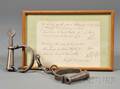 Pair of Wrought Iron Shackles with Framed Document Supporting Use by Slave Owner