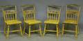 Set of Six Yellowpainted and Stencildecorated Wood Side Chairs seat ht 17 34 seat wd 15 34 in