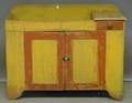 Yellow and Redpainted Wooden Dry Sink