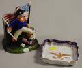 Staffordshire Pottery George Washington Match Holder and an Eagledecorated Dish