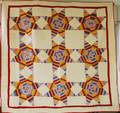 Mennonite Handstitched Pieced Cotton String Stars Pattern Quilt