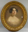 19th Century American School Oval Pastel on Paper Portrait of Anne Griswold Flume 18131847