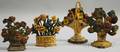 Four Cast Iron Basket of Flowers Doorstops